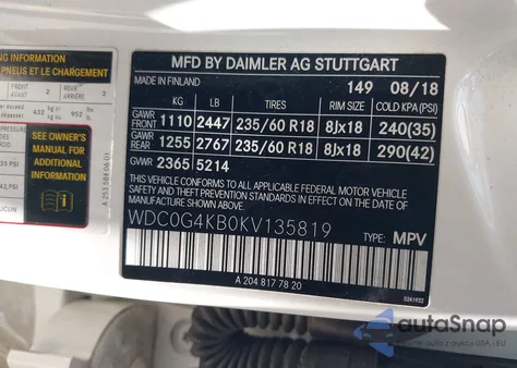 2019 Mercedes-Benz Glc 300 4Matic from USA, damaged, VIN WDC0G4KB0KV135819